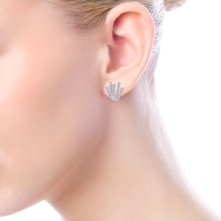 Diamond Fan Stud Earrings