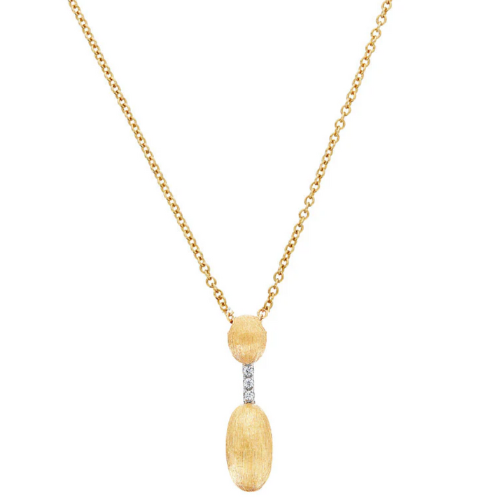 Yellow Gold Small Pendant Necklace with Diamonds