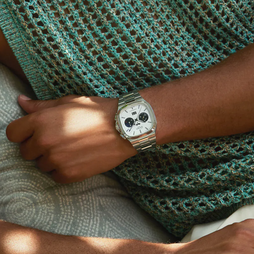 Seventies 'X' Chronograph Watch, White Dial 40MM