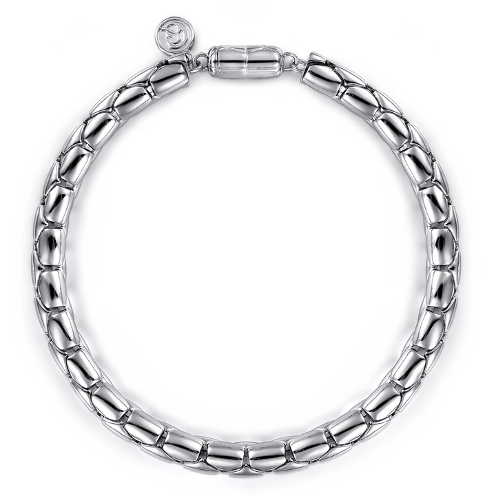 Silver Tubular Men's Solid Chain Bracelet