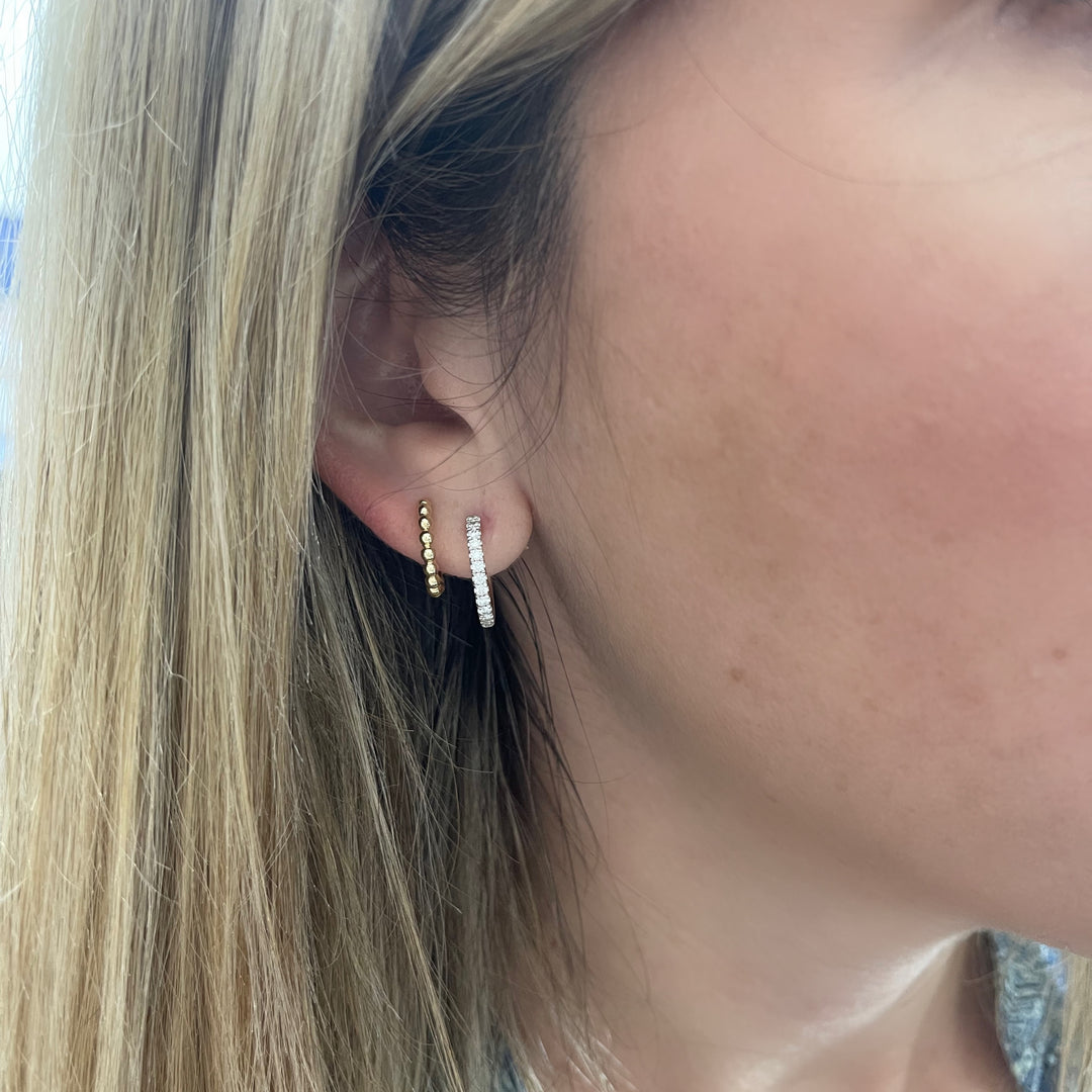 Double Diamond Illusion Huggie Earrings