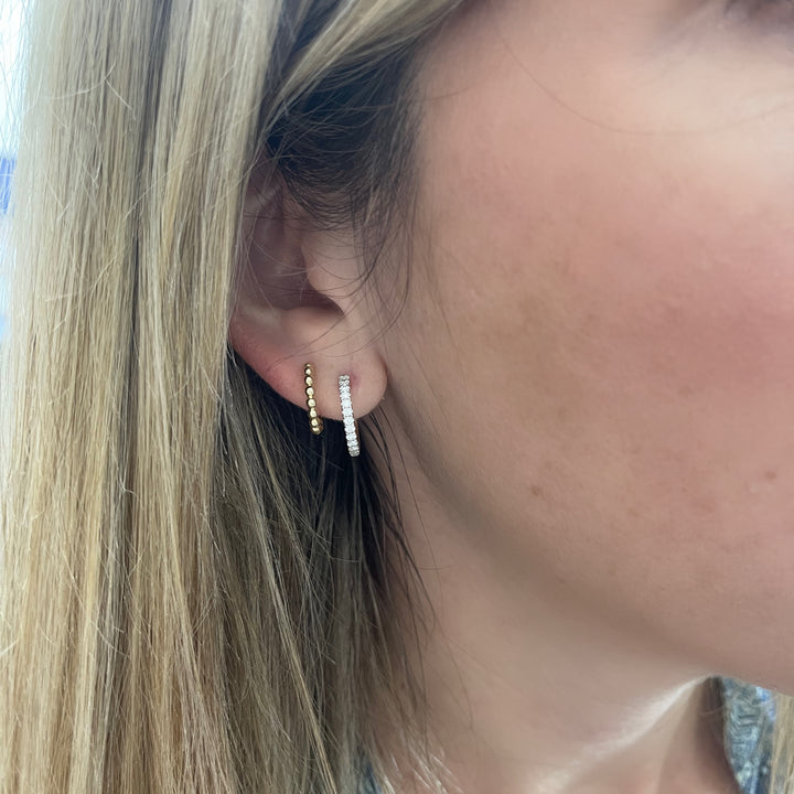 Double Diamond Illusion Huggie Earrings