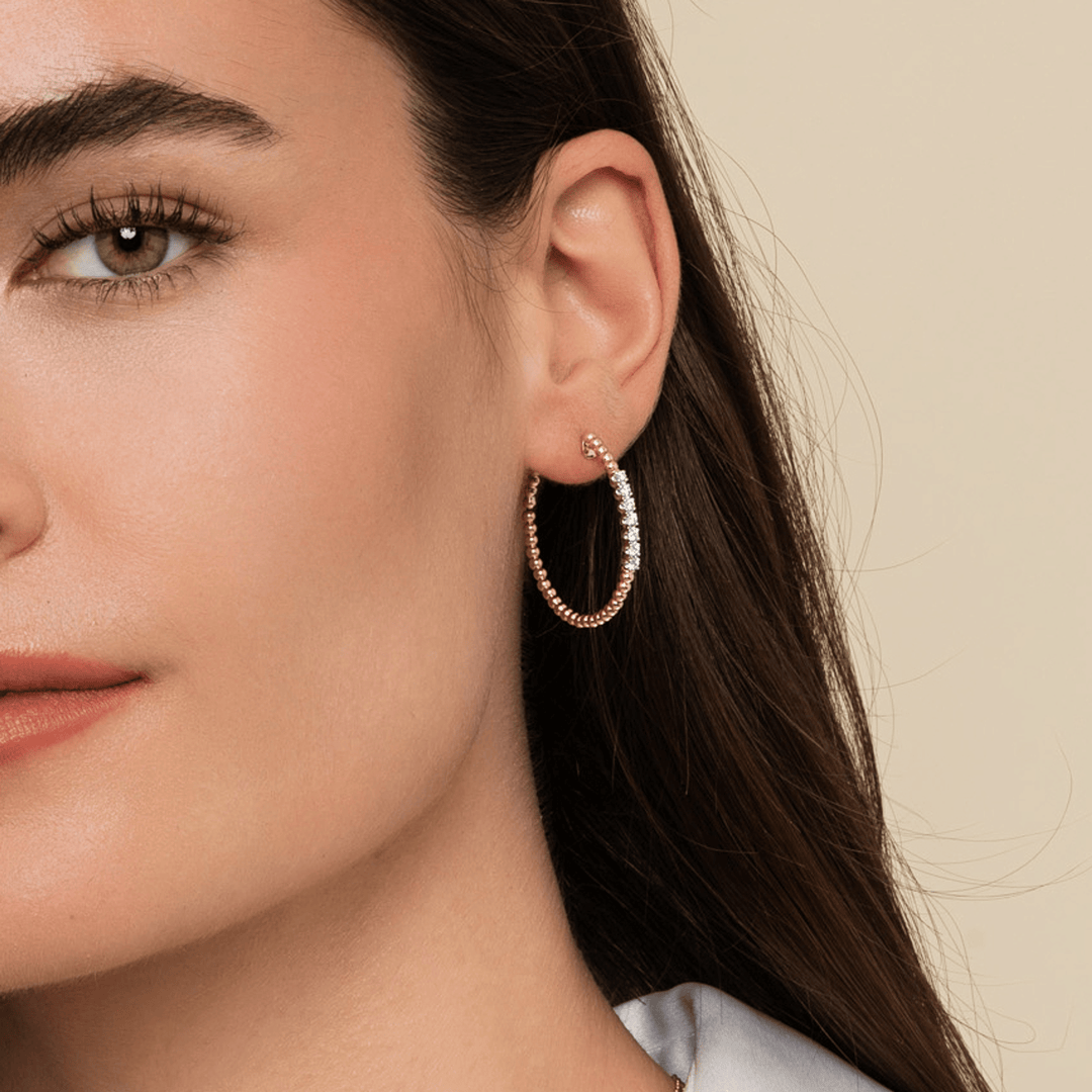 14K Yellow Gold Classic Hoop Earrings 0.3ct 30mm