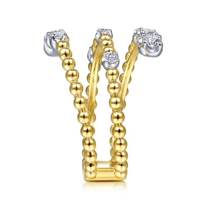 Open Diamond Bypass Beaded Ring