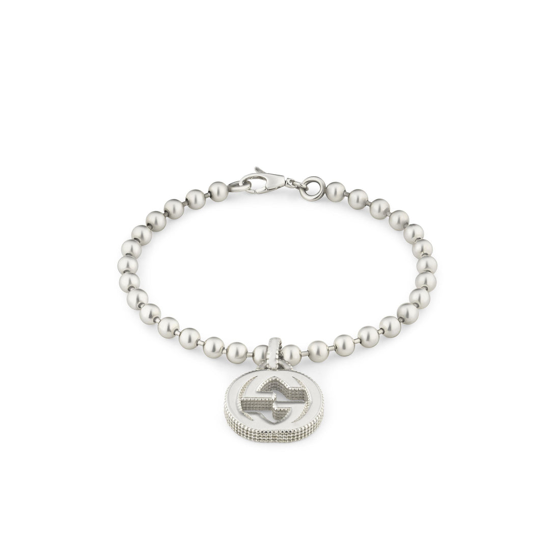 YBA479226001017*|GUCCI |INTERLOCKING |Silver Bracelet w/GG Pendant