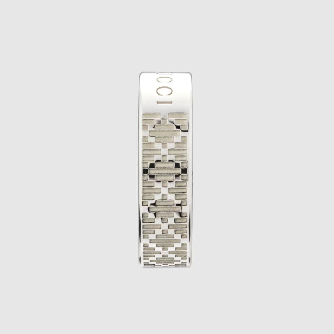 Diamante Pattern Silver 6MM Ring