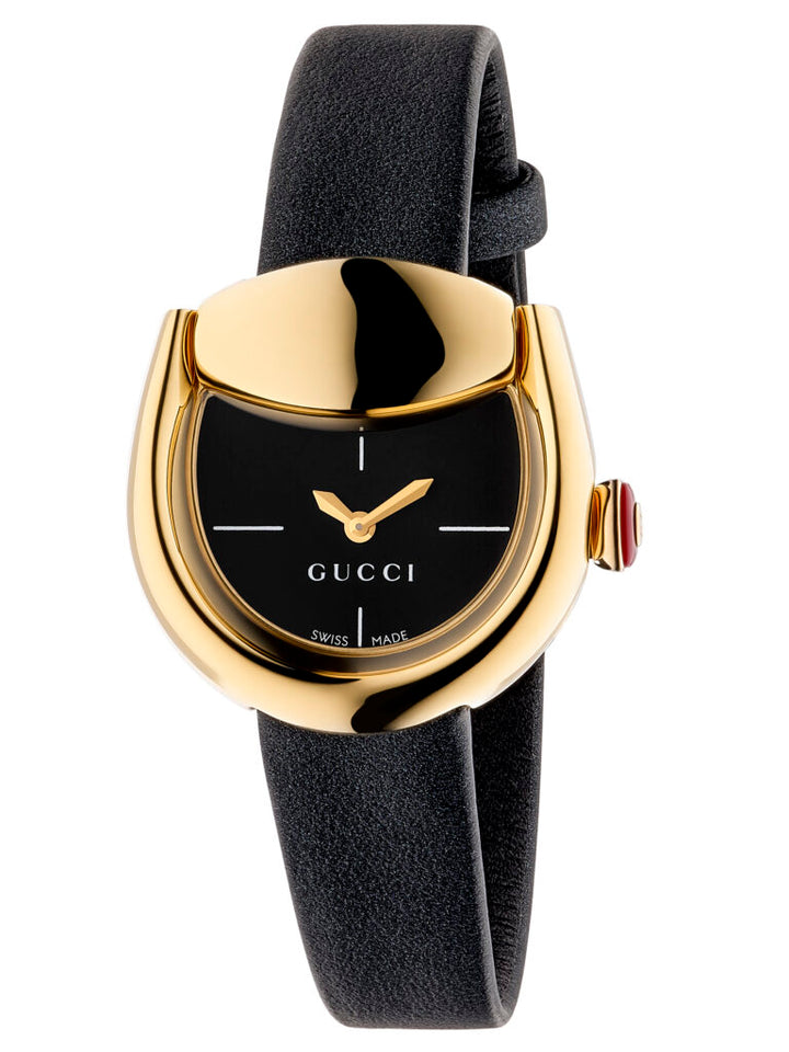 Horsebit Black Leather Strap Watch