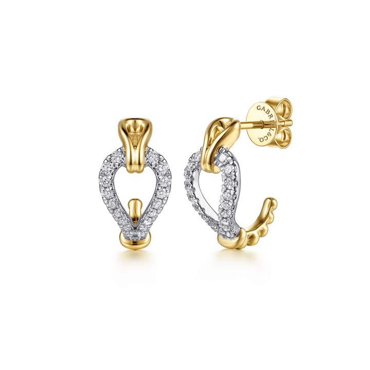 Soraya - 14K White Yellow Gold Diamond Wave Wide Band Ring