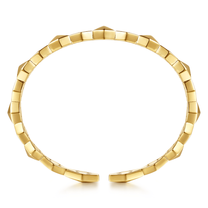 14K Yellow Gold Rhombus Diamond Cuff Bangle Bracelet
