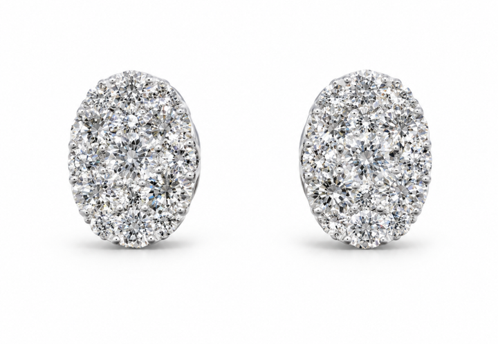 White Gold Oval Diamond Stud Earrings