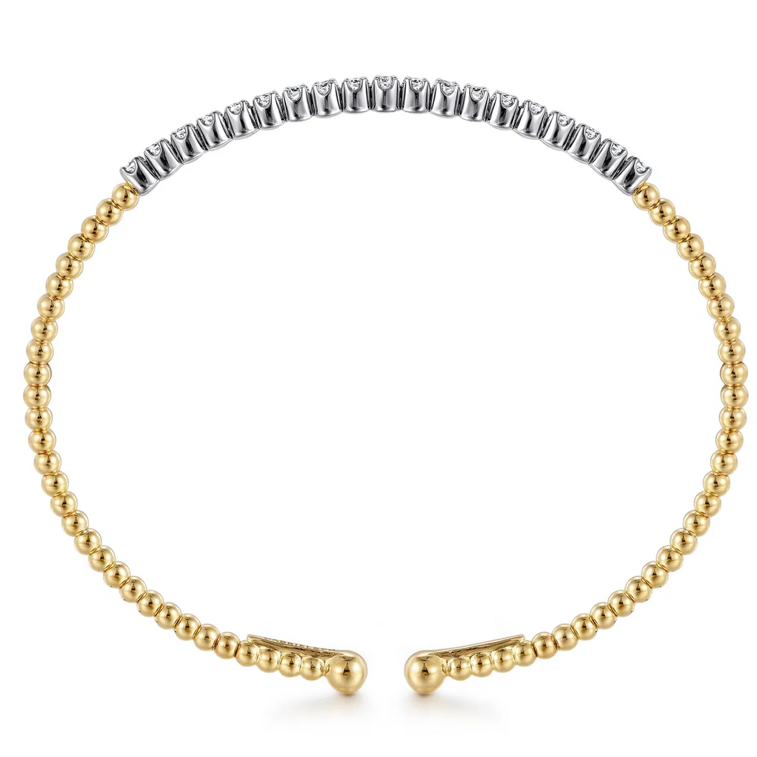 14K White-Yellow Gold Bujukan Diamond Cuff Bracelet