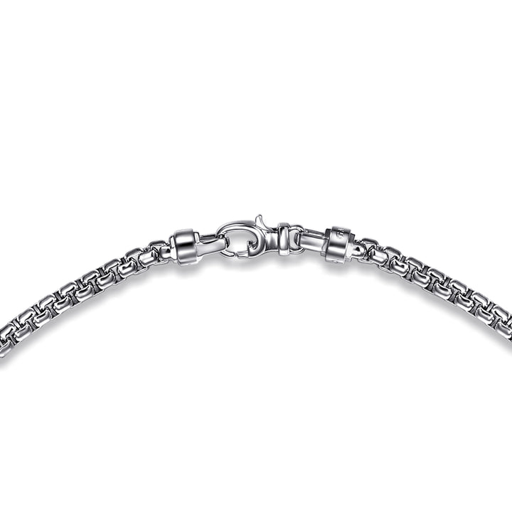Silver Men's Solid Round Box Chain Necklace