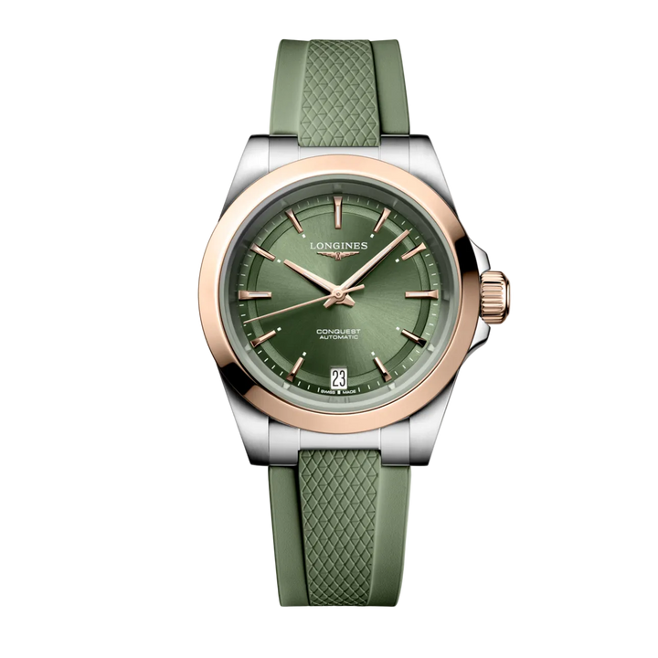 Conquest Green Dial and Rubber Strap 34MM Watch
