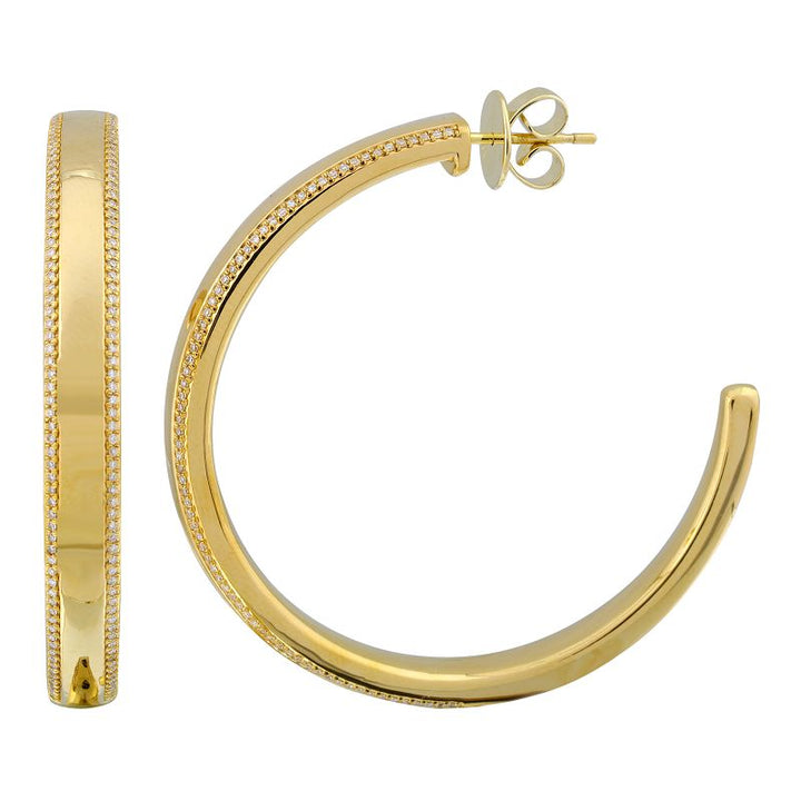 Diamond Border 55MM Hoop Earrings