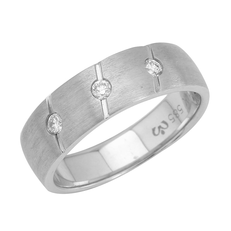 Brushed White Gold and Diamonds Ring