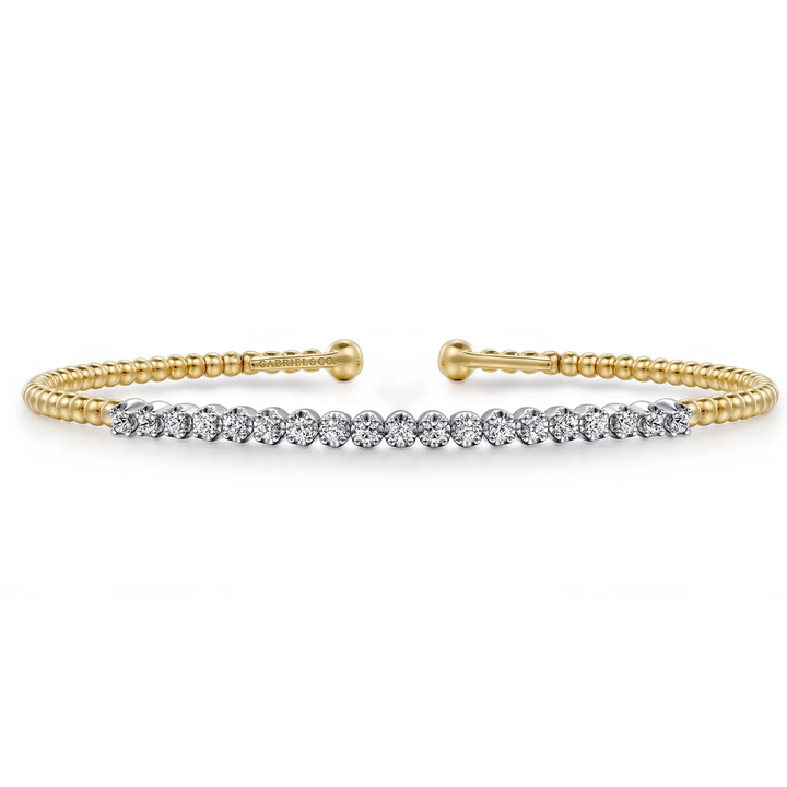 14K White-Yellow Gold Bujukan Diamond Cuff Bracelet