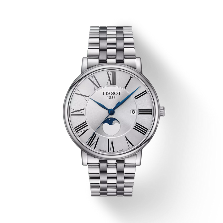 Carson Premium Gent Moonphase 40MM Silver Roman Dial Watch