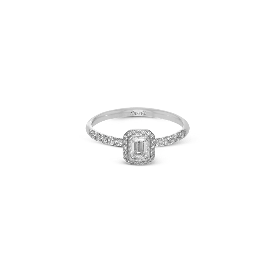 .37D Emerald Cut Diamond Ring with Diamond Band