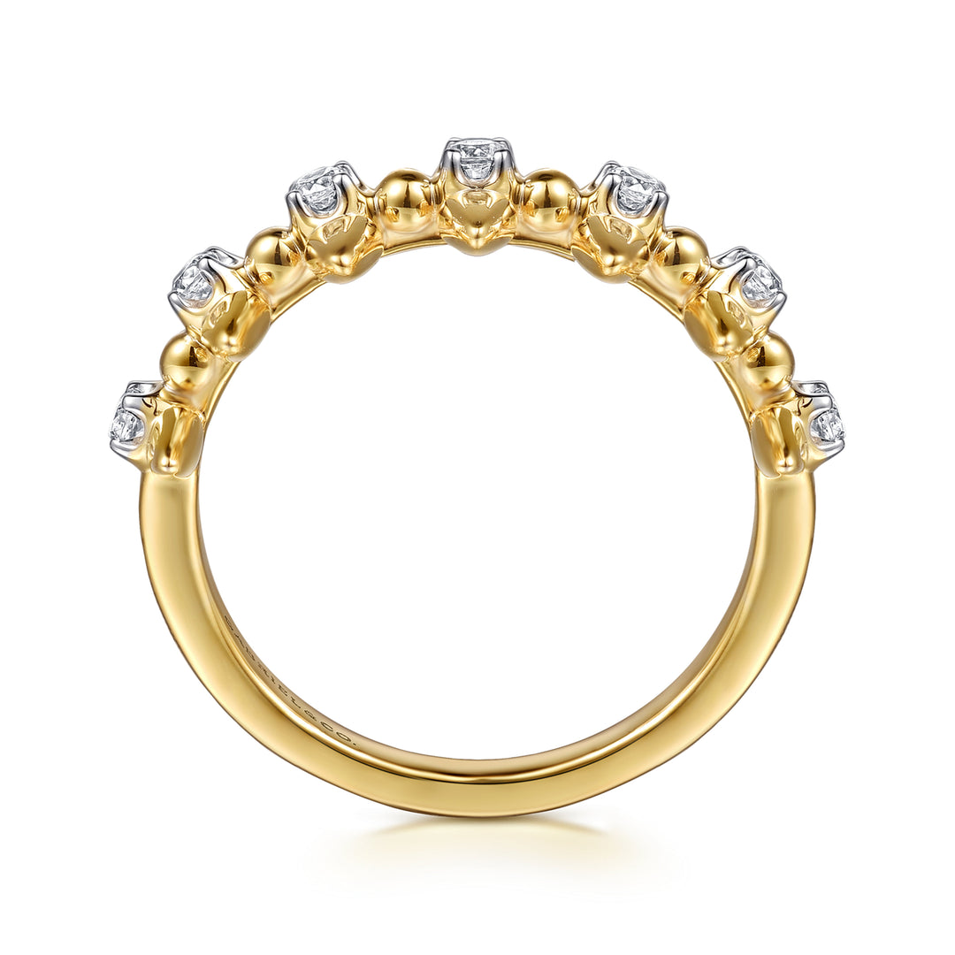 14K Yellow Gold Bujukan and Diamond Bullet Stackable Ring
