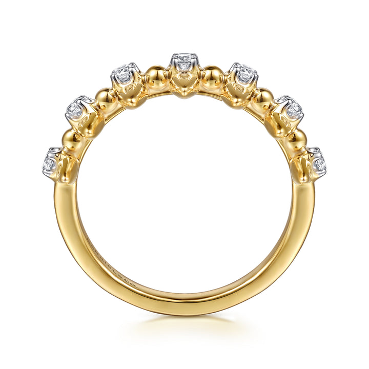 14K Yellow Gold Bujukan and Diamond Bullet Stackable Ring