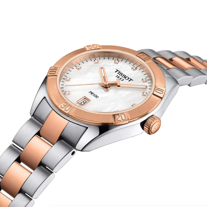 PR 100 Ladies Sport Chic Stainless Steel with Rose Gold PVD 36MM Watch