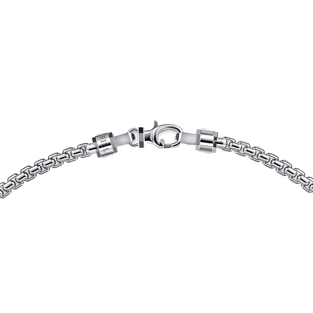 Silver Men's Solid Round Box Chain Necklace