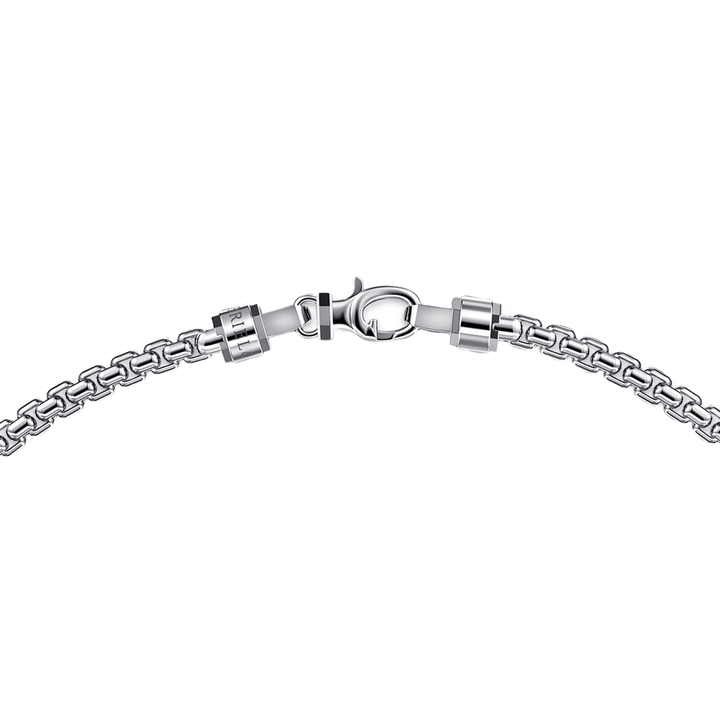 Silver Men's Solid Round Box Chain Necklace