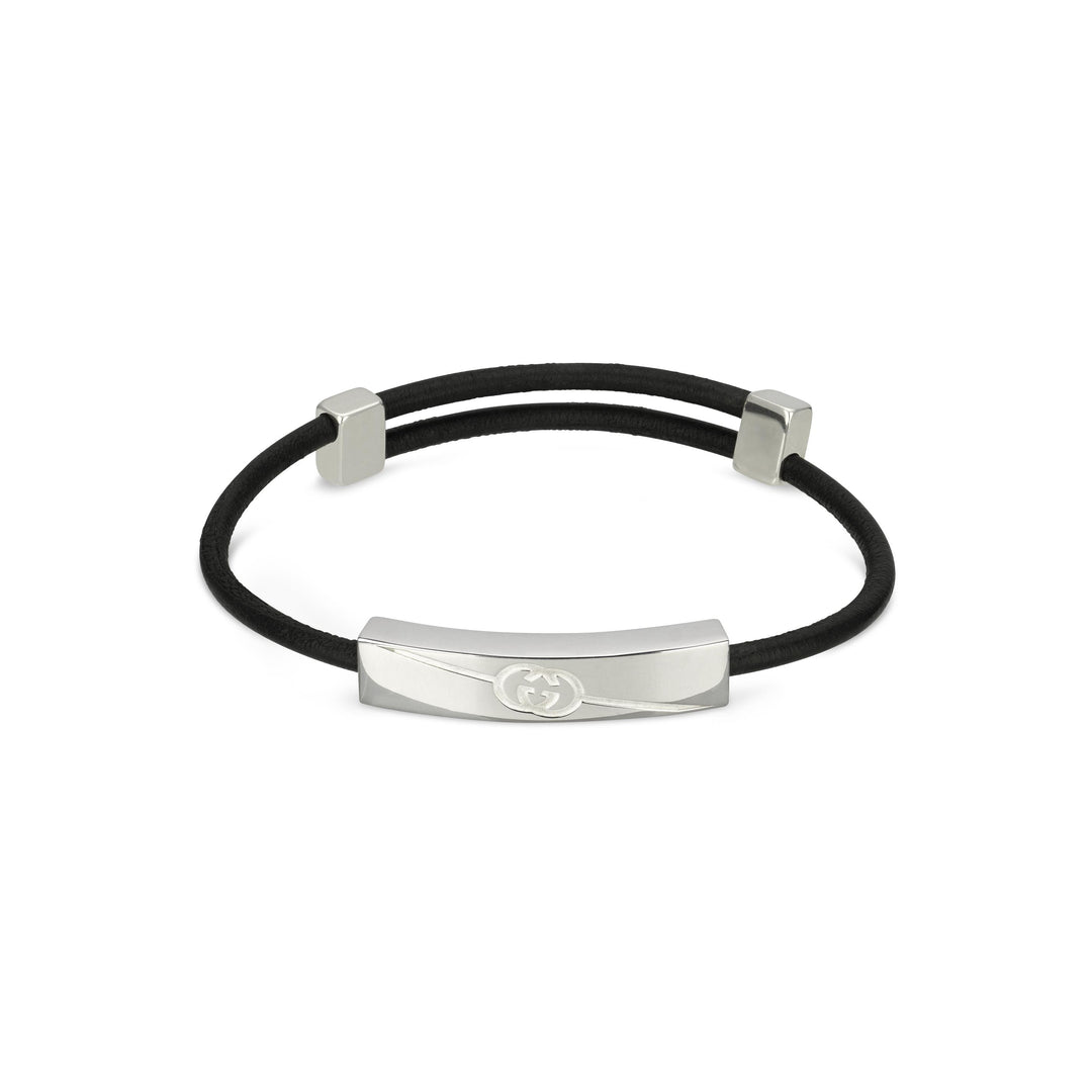 YBA77446400100U|GUCCI |TAG |Silver Bracelet + Black Cotton