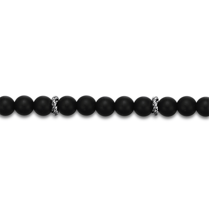 Silver and Matte Onyx Beaded Bracelet