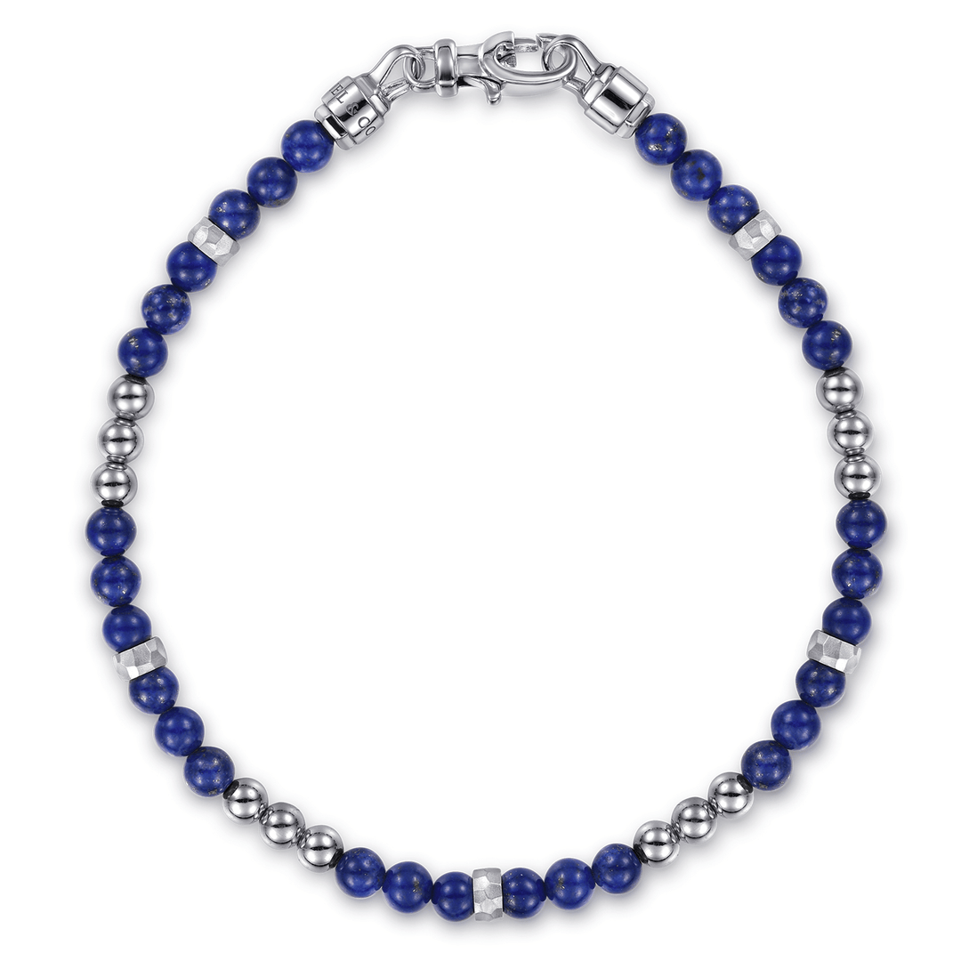 Silver andLapis Beaded Ball Bracelet
