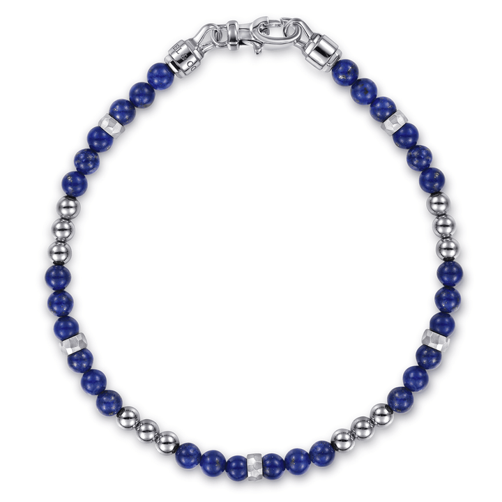Silver andLapis Beaded Ball Bracelet