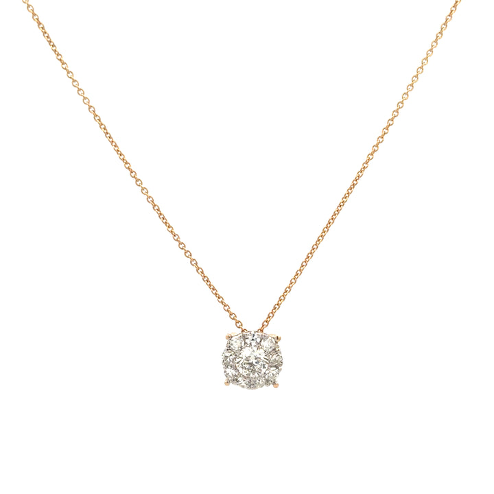 1.50ct Diamond Solitaire Illusion Yellow Gold Necklace