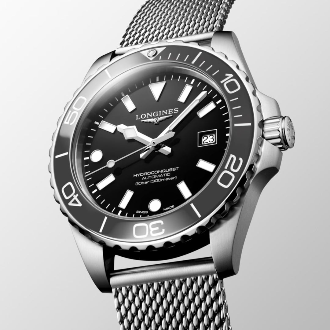 Hydroconquest Grey Bezel and Black Dial 39MM Watch