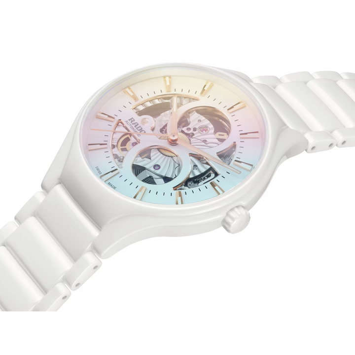 True Round Open Heart White Ceramic 40MM Watch
