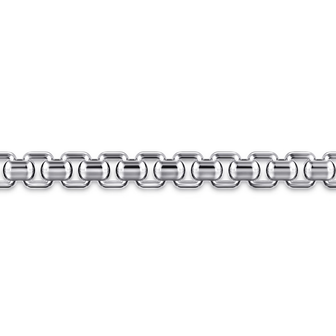 5mm Silver Men's Solid Round Box Chain Bracelet