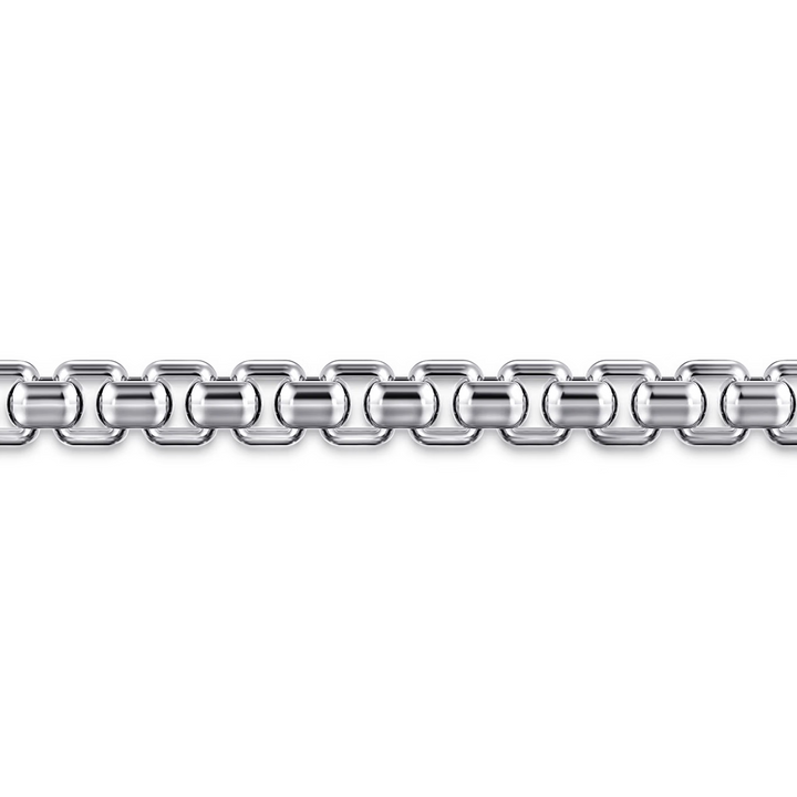 5mm Silver Men's Solid Round Box Chain Bracelet