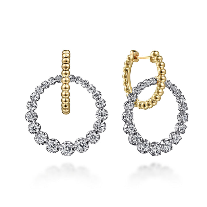 Circle Diamond Huggie Drop Earrings