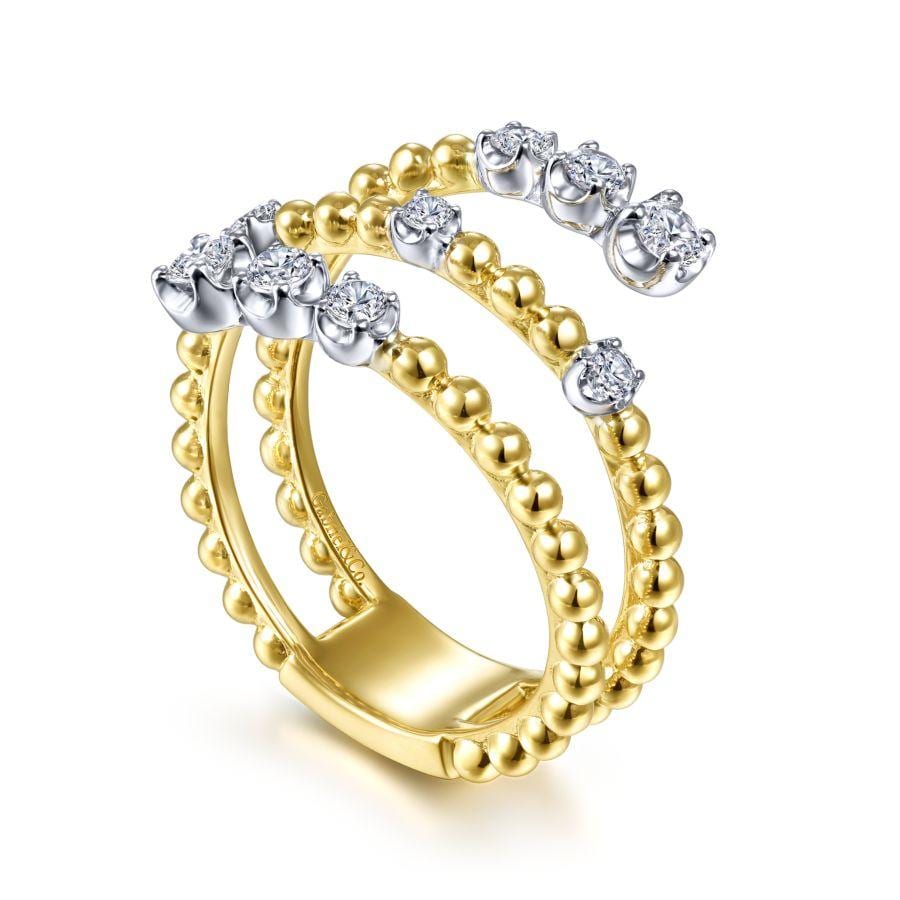 Open Diamond Bypass Beaded Ring