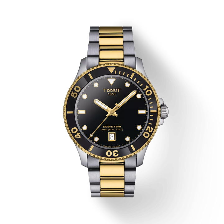 Seastar 1000 40MM Black Dial, Two Tone Watch