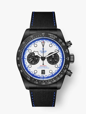 M79377KN-0001|TUDOR |BLACK-BAY CHRONO 25 | 42mm Black Carbon Fiber Case, White Dial: Black Rubber/Calf Bracelet