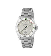 YA136336|GUCCI |DIVE |LG Steel Watch, Silver Dial, White Bezel