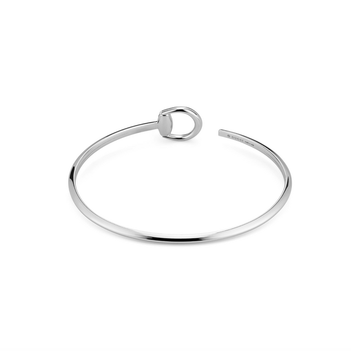 Horsebit Demi Pave White Gold Bangle