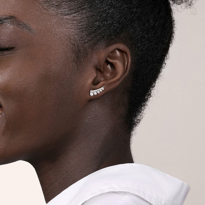 White Gold and Diamonds Climber Earrings
