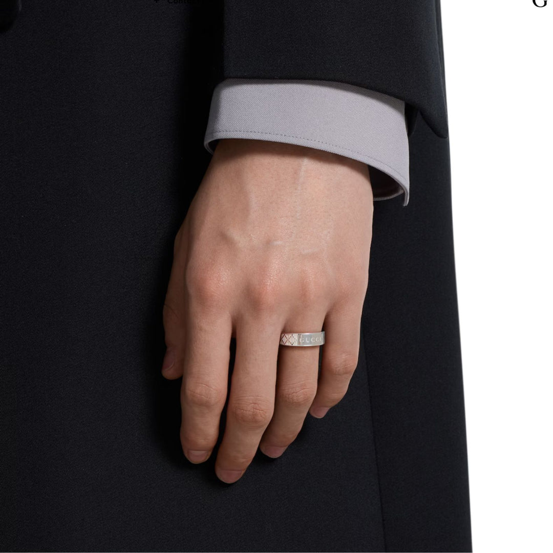 Diamante Pattern Silver 6MM Ring