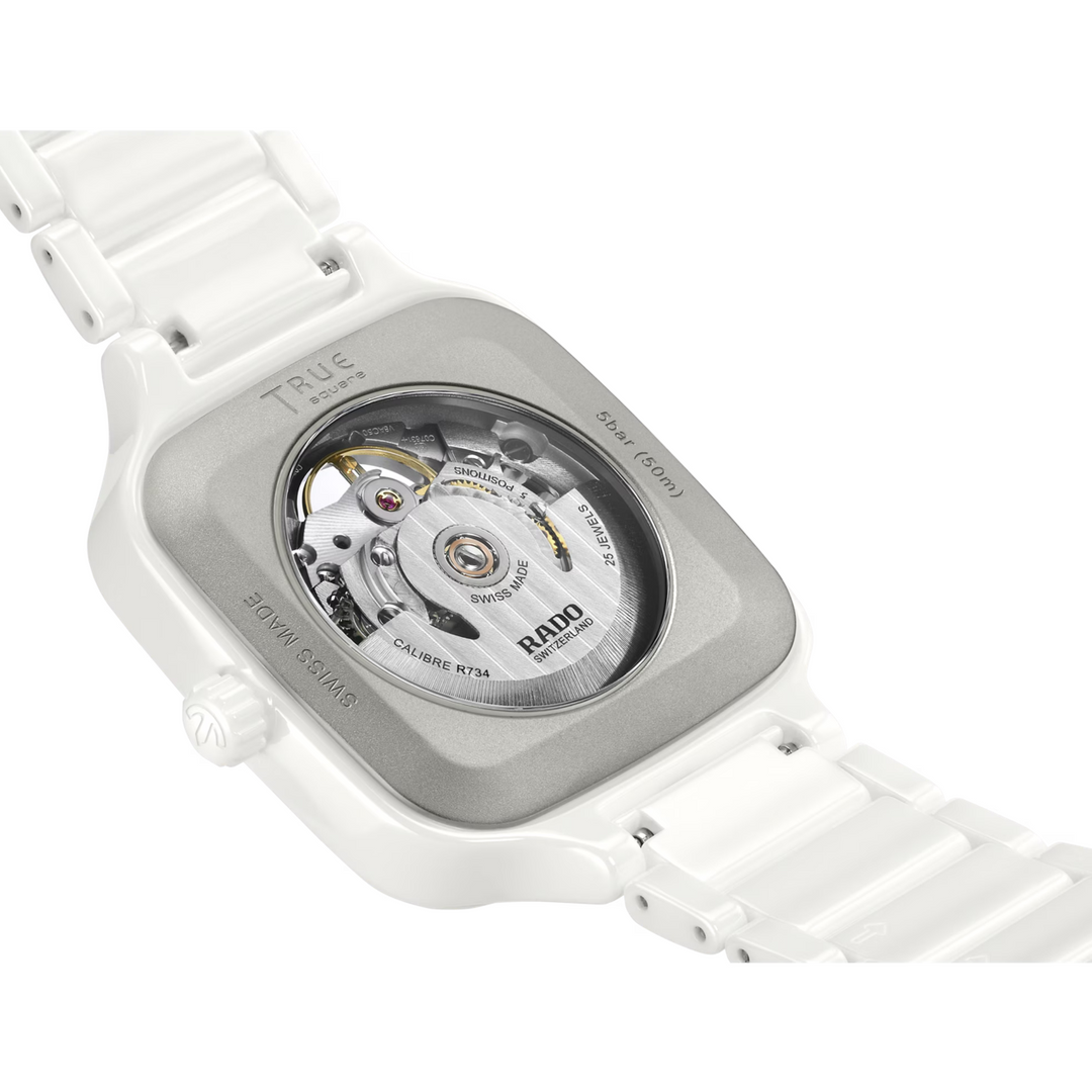 True Square Open Heart White Ceramic with Colored Indexes 38MM Watch
