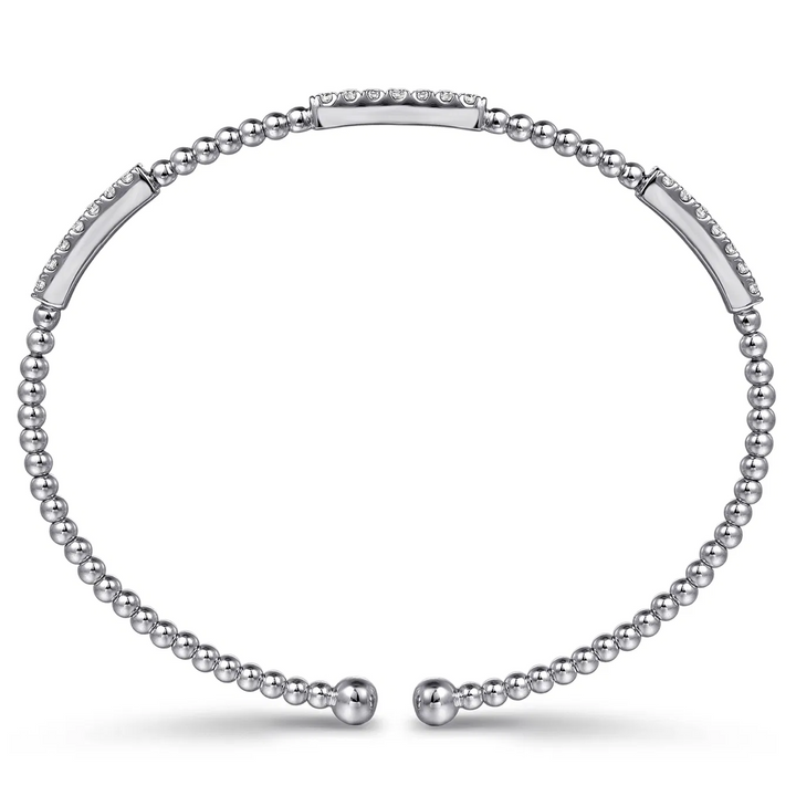 14K White Gold Bujukan Diamond Stations Bangle