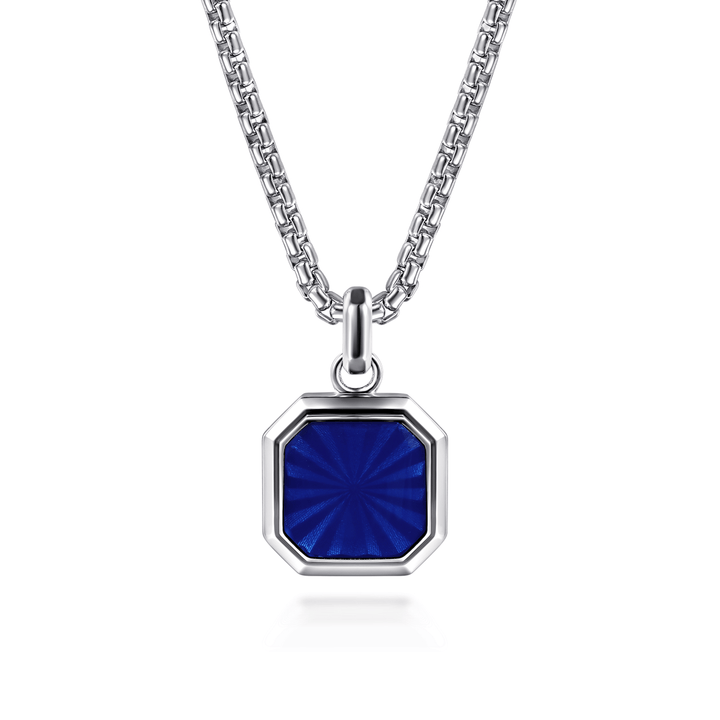 Silver Blue Enamel Pendant