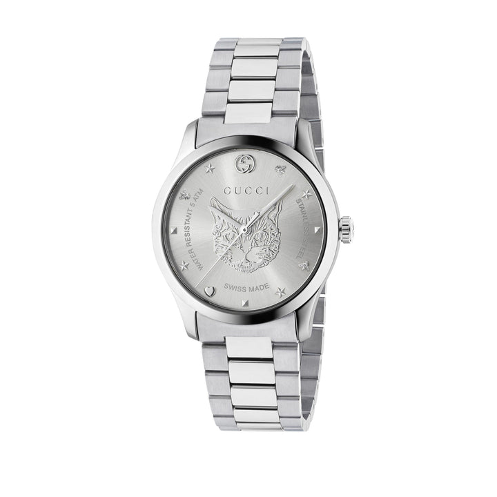 YA1264095*|GUCCI |G-TIMELESS |Steel Watch, Feline Dial