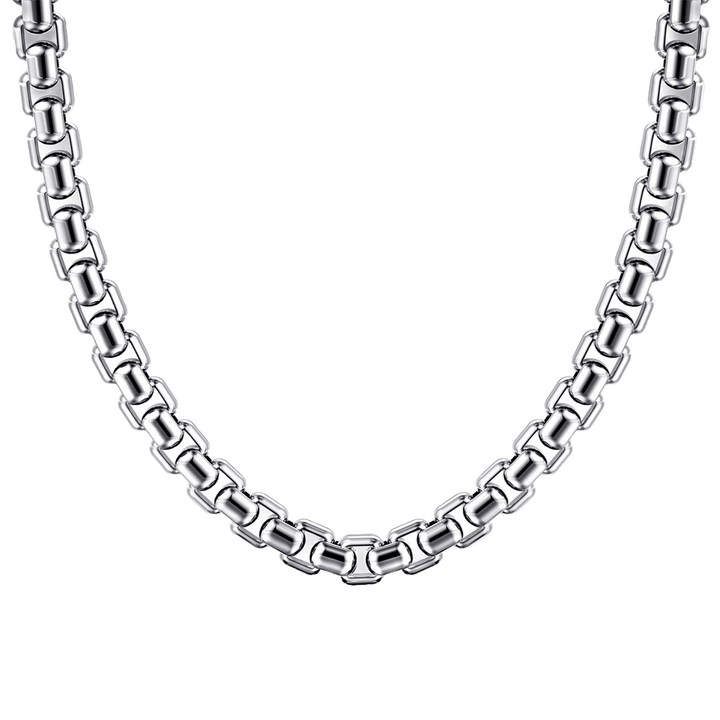 Silver Men's Solid Round Box Chain Necklace