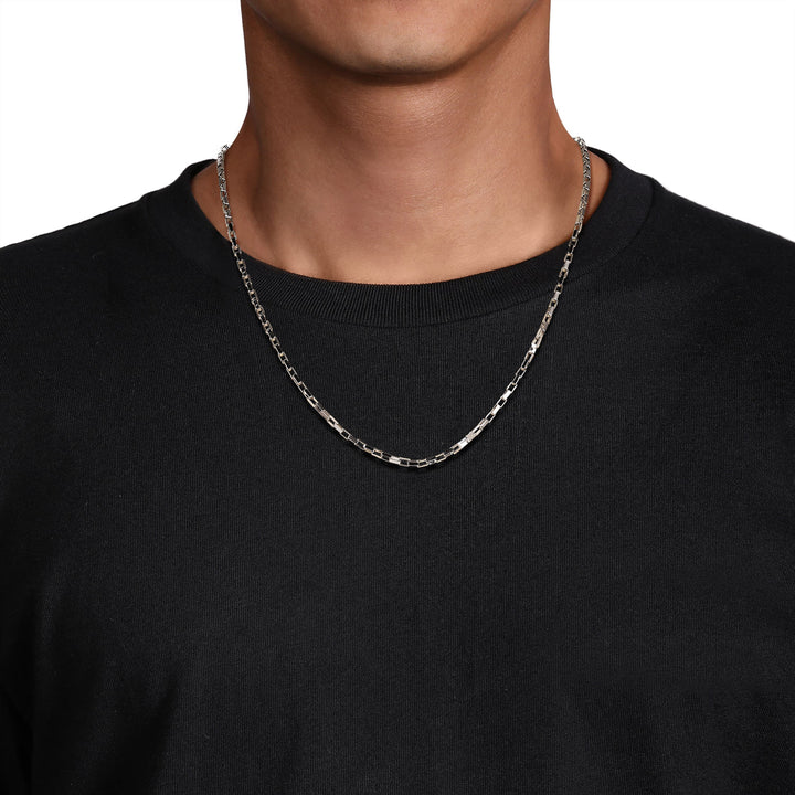 Silver Men's Solid Box Chain Necklace